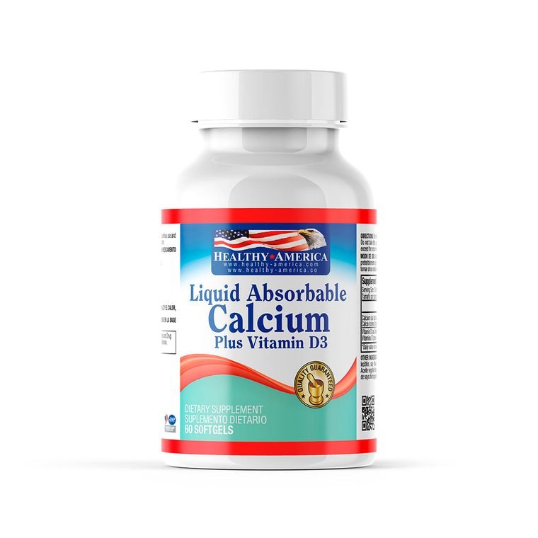 Liquid Absorbable Calcium 1.200 mg + Vitamina D3 — 60 cápsulas blandas 06 liquid absorbable calcium 1200 d3 60caps