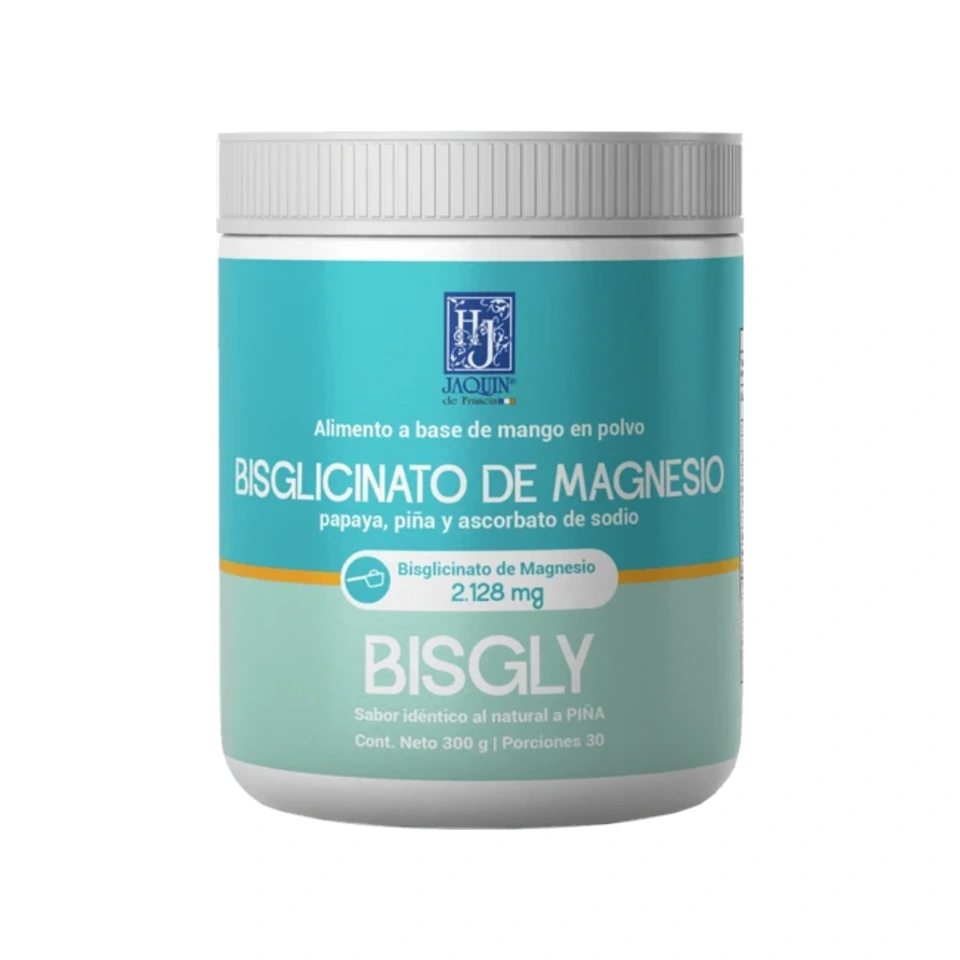 Bisgly Bisglicinato de Magnesio y Vitamina C en polvo 300 g - Jaquin de Francia